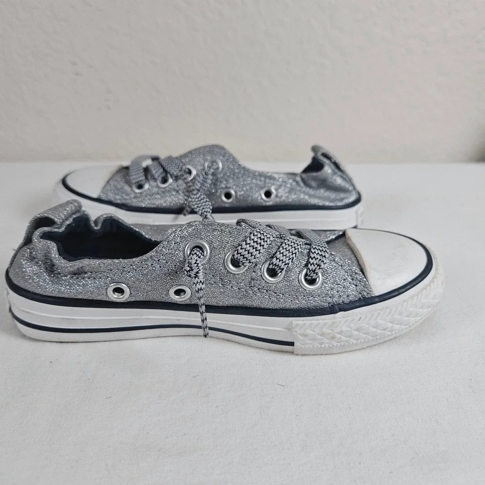Converse Chuck Taylor All Star Shoreline Silver Metallic Slip On Kids 11 658587F
